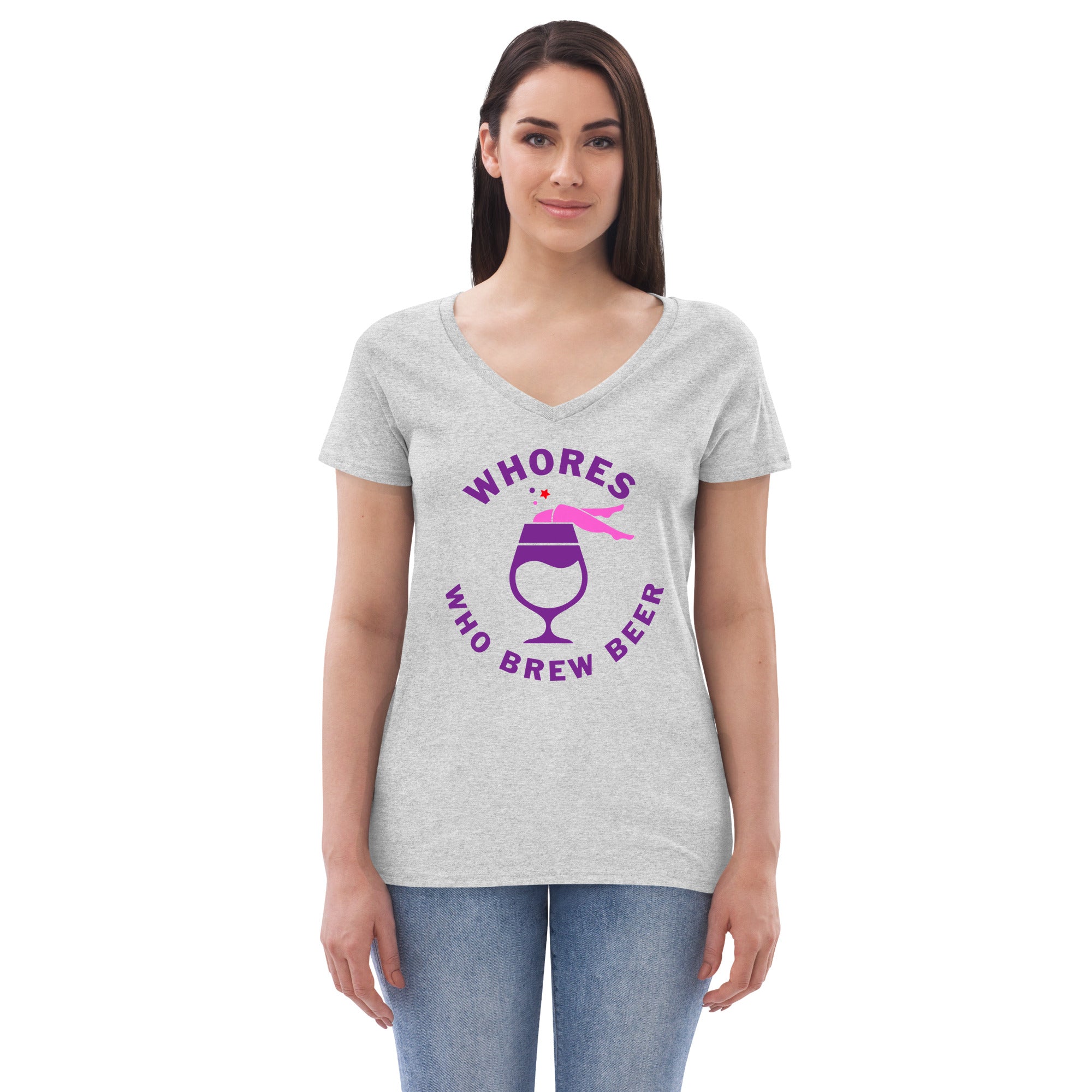 Women's recycled v-neck t-shirt – Whores Who Brew Beer